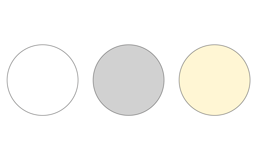 Farbsymbole in weiß, grau und creme