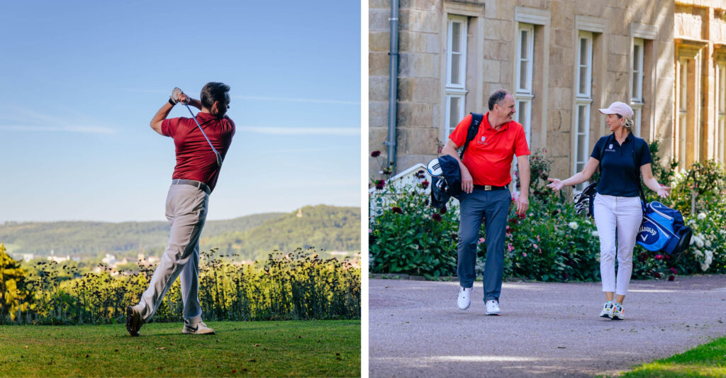 Außenpool und Hotelanlage im Gräflichen Park Golf-Bild in grüner Anlage im Gräflicher Park